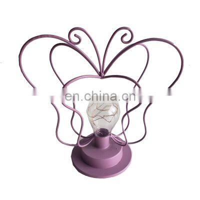 novelties wholesale china metal wire purple butterfly candle holder lantern