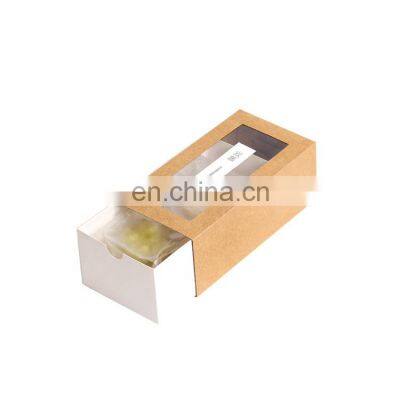 White Cardboard Small Biscuits and Cookie Packaging Gift Box Brown Kraft Paper Box with Window