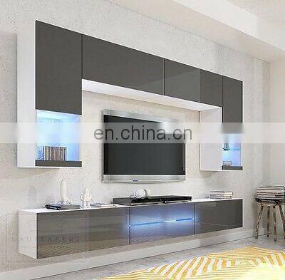 Modern High Gloss LED Light Television cabinet TV stand Living Room Cabinets