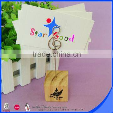 1C Logo Imprinted 35X35MM Wood Base With Clef Holder Place Card Holder photo-6