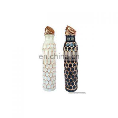 white & antique copper bottle