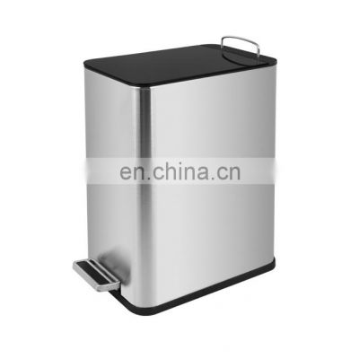 Rectangular Stainless Steel Pedal Rubbish Bin  New Coming Garbage Bin with Strengthen Pedal Bathroom 6L Dustbins