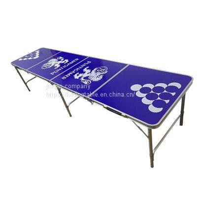 8ft Beer Pong Table Custom Pattern Aluminium Folding Camping Adjustable Picnic Table for Party Game photo-3