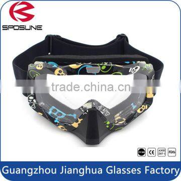 Black high impact resistant motorcycle padded foam glasses motocross helmet with adjustable sport strap