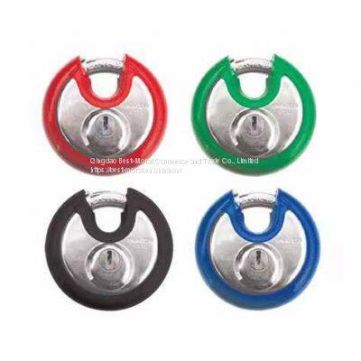 4 digit combination discus padlock with colorful anti-collision ring