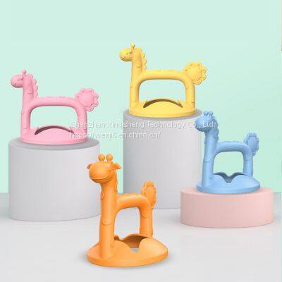 Cute Safety wholesale Funny bpa free Teethers rattle Silicone Toys Natural Giraffe Baby Teether