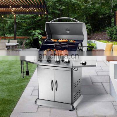 Portable 4 Burner Gas Griller Machine Commercial Smokeless Oven Barbecue Stove Gas Bbq Grill With Side Burner Toaster Ovensc photo-2