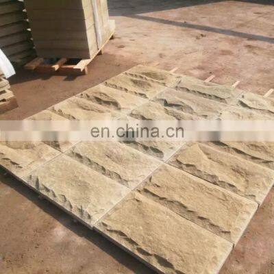 European style factory beige sandstone mushroom surface decorative wall panels exterior for courtyard wall garden wall