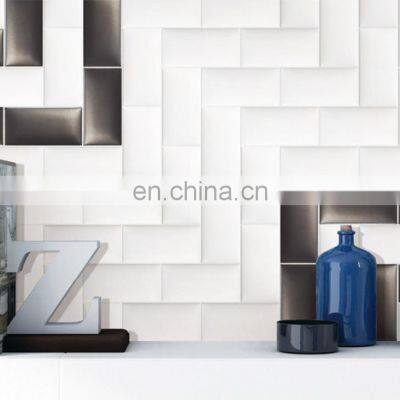 Cheap Bathroom Wall Backsplash Ceramic Subway Tile White Bevel photo-5