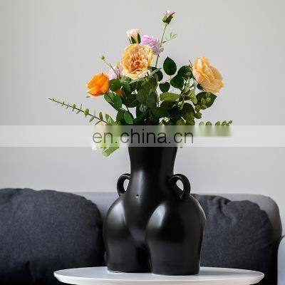 Figurines Creative Design Model Home Decorative Abstract Handmade Body Base Large Art Ceramic Flower Vase photo-3