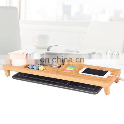 Customized Multifunction Office Bamboo-products Bamboo Desk Organizer Storage Accessories photo-4