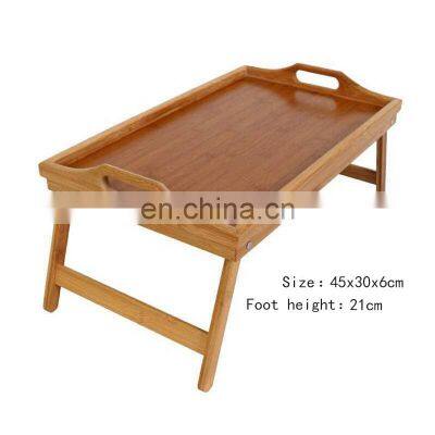 Kitchen & Tabletop Amazon Hot Selling Bamboo Hotel Kitchen Tableware Food Tray Foldable Support Legs Tray Bed Dinner Plate Tray photo-5