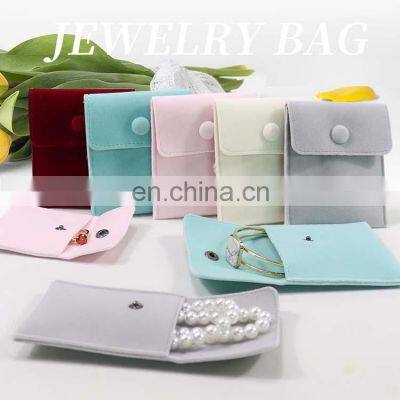High Quality Velvet Jewelry Packaging Bags Pouch With Snap Button For Necklaces Bracelet Rings photo-2