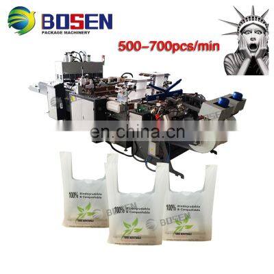 HDPE LDPE Biodegradable Garbage Cloth T-Shirt Carry Poly Nylon Polythene Shopping Plastic Bag Making Machine Price photo-3