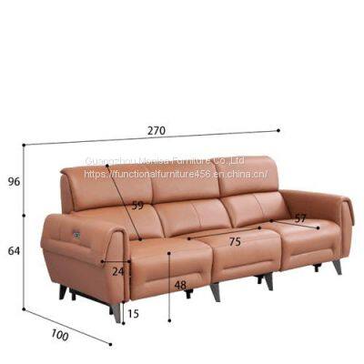 Italian Minimalist Leather Functional Sofa Living Room Combination Italian Light Luxury European Classic Electric Sofa photo-4