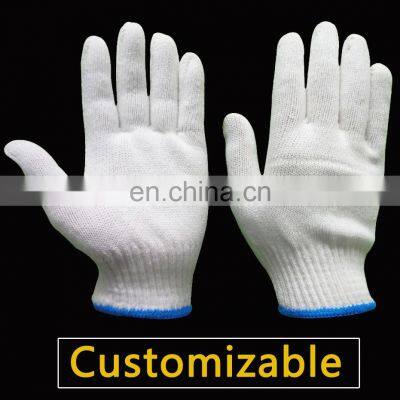 Custom Logo Industrial Grip Knit Durable Safety Labour Protection Working White Cotton Gloves For Gardening photo-2