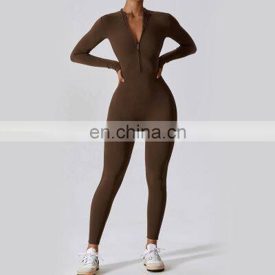 Quarter Zip One Piece Classic Jumpsuits Hot Sales Onesie Long Sleeve Leggings Sexy Rompers 78nylon 22spandex photo-3