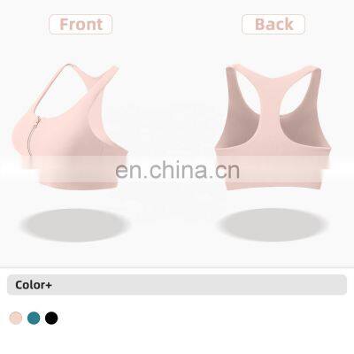 New Customized Front Zipper Shockproof Sports Bras Workout Fitness Yoga Tops