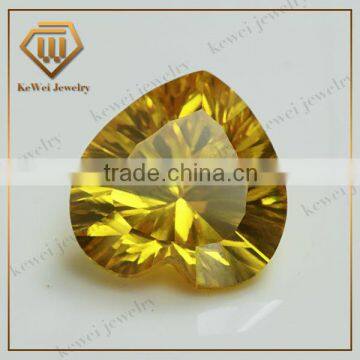 AAA Grade Gemstone Heart Shape Yellow Millennium Cutting CZ Gems For Jewelry Decoration