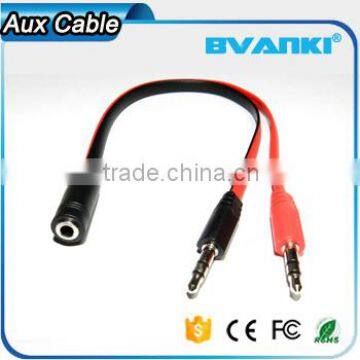New Products 2016 2 in 1 Stereo 3.5mm 2 Male to 1 Female Car Audio Aux Stereo Cable Free Samples Supplier's Choice photo-2