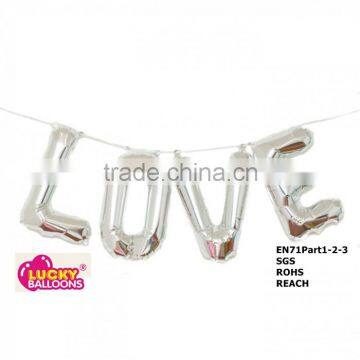 Newest design 16 inch balloon letters small silver wedding