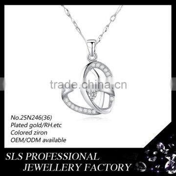 Sterling silver 925 AAA CZ micro paved jewelry for lover beautiful heart necklace 2016