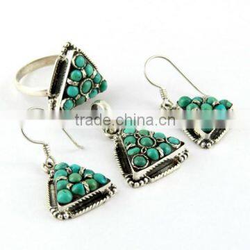 Amazing Created !! Turquoise 925 Sterling Silver Jewellery Set, Gemstone Silver Jewellery photo-2