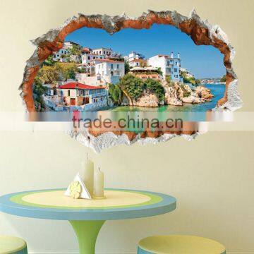 ALFOREVER 3D European landscape broken window style wall decoration