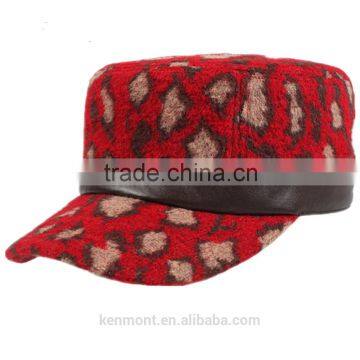 China supplier fashion military hat with short black brim for women