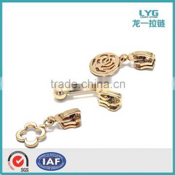 high quanlity rose gold fashion design metal personalized zipper pulls