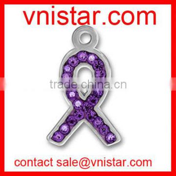 vnistar metal alloy purple ribbon charms pendants for medical alert TC190-1