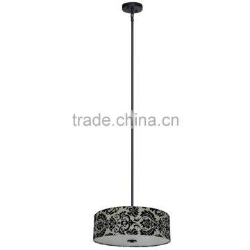 4 light chandelier(Lustre/La arana) in ebony bronze finish with a round 22" silk look white decadance fabric shade