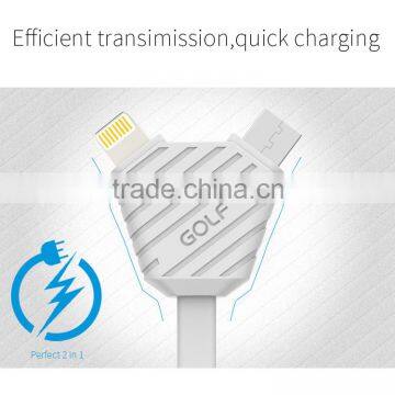 GOLF 2.1A Pineapple Series 2in1data Cable for Iphone 5/5s/6/6s/6plus 1m Quick Charge and Data Pinepple 2in1cable for Micro Phone photo-5