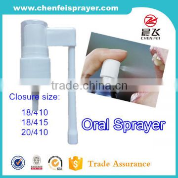 Custom throat sprayer with oral sprayer bottle in white color for medical sprayer size 18/410 18/415 20/410