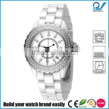 PVD Rosegold/Silver Black Ceramic Watch Quartz Japan Movement Women Sapphire Crystal Ceramic Watch photo-4