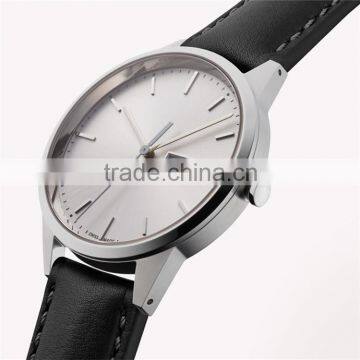 Brushed PVD Steel Stainless Steel Case Watch Waterproof 5ATM Date and Day Function Movement Black Nappa Leather photo-5
