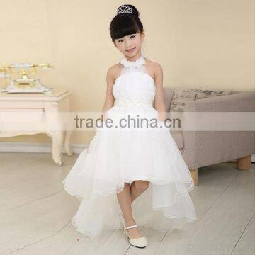 Fashion Children Girls Mesh Halter High Waist Asymmetrical Hem Ball Gown Tutu Party Dress/Flower girl dress