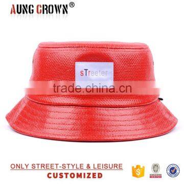 Promotional Cap And Hat Cheap Red Leather Bucket Hat