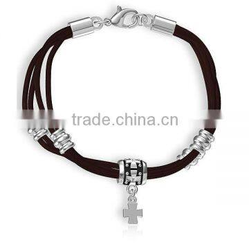 2013 Wax rope bracelet with cross pendant