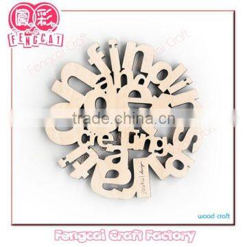 Laser Hollow Cut Letter Shape Wooden Coaster (Wooden craft in laser Cut & Engraving)