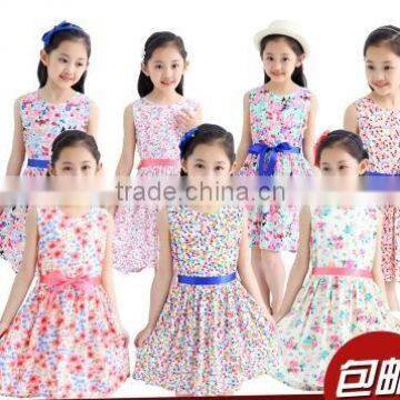 Kids Girls Summer Dress 2015 New Cotton Camisole Skirt Floral Princess Skirt Korean Children photo-3