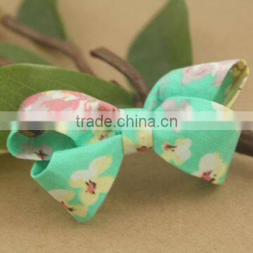 Cute Floral Fabric Ribbon Bow,Handmade Decorative Bow For Headwear