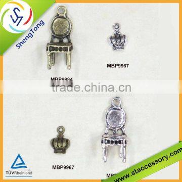 Wholesale alloy chair charms, crown charms for crafts, bulk alloy charms