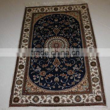 turkish dark blue silk carpet hand knotted silk carpet