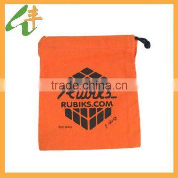 orange color small drawstring cotton bag