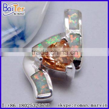 Created Opal And And Orange Citrine Stone Heart Crystal Pendant Wholesale