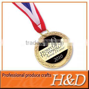 metal mini round wholesale medals with 3 colors ribbon for sports games