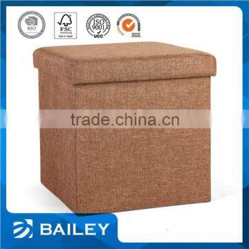 high quality space saving wood cube fabric pouf