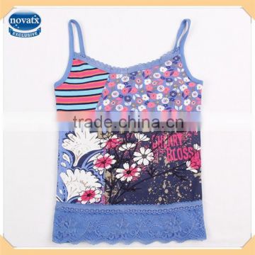 (N2651) 3-8y Two color little girls summer cool wear sleeveless knitted vest patterns children sun-top