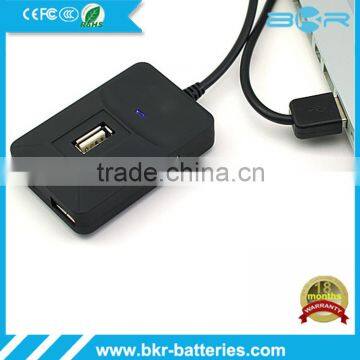 4 Port Mini USB 2.0 Hub with lED Light For Laptop PC High Speed 480Mbps Black